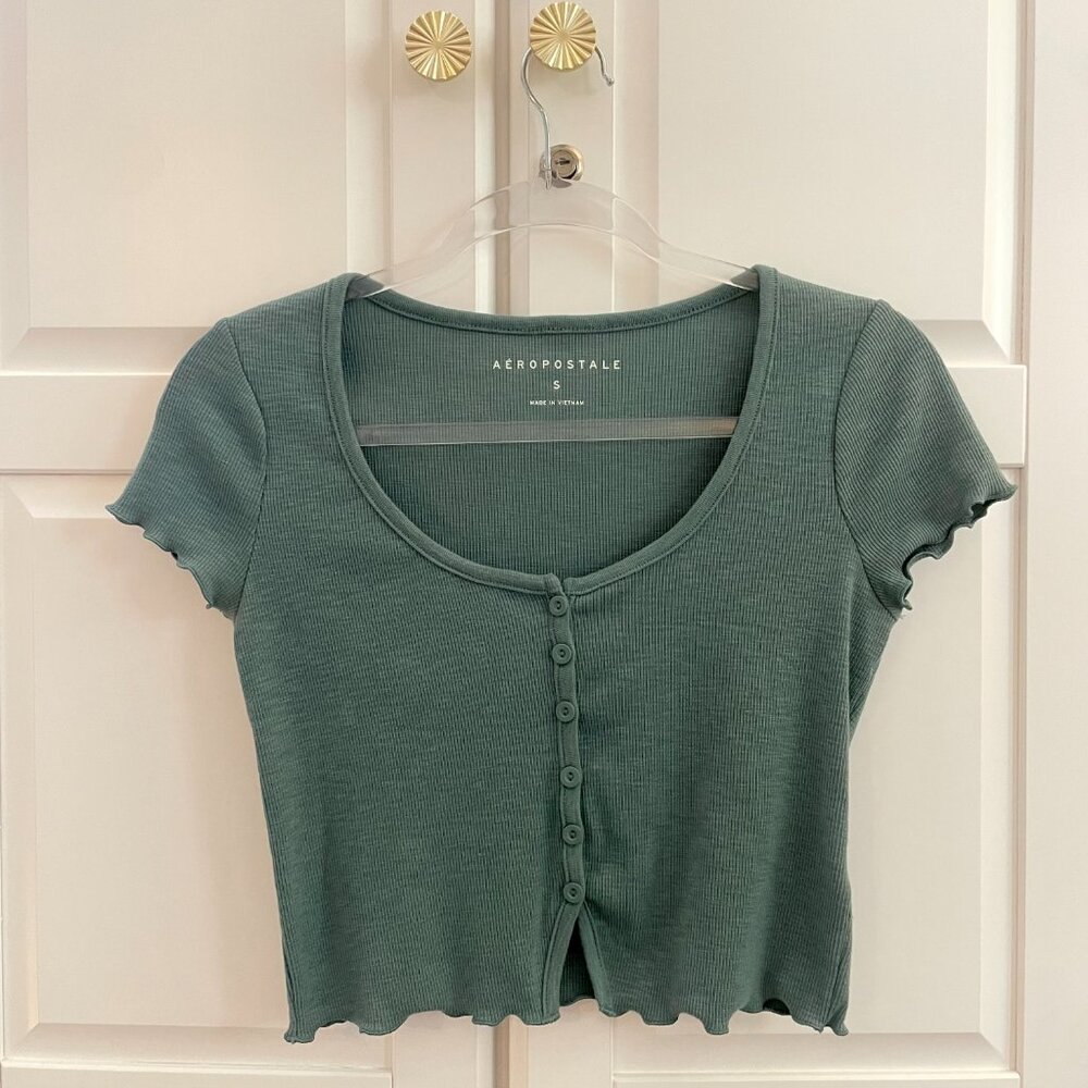 Aeropostale, Buttoned Green Top, Small